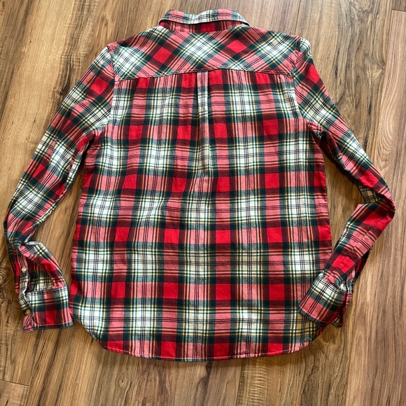 J. Crew 1/2 button plaid cotton flannel M - Picture 3 of 5
